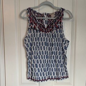 Lucky Brand Blue and Red Sleeveless Tank Top